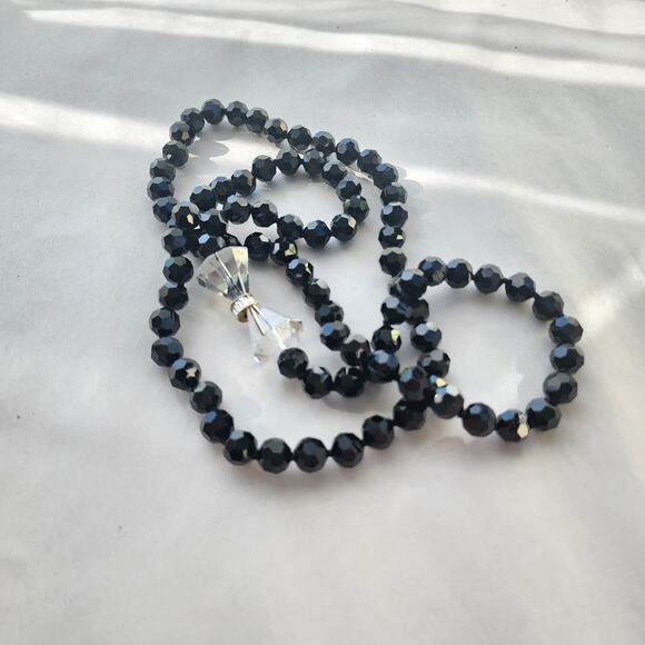 HEIDI DAUS "Full Of Possibilities" black Necklace Swarovski Crystal Long Bow - Picture 6 of 10